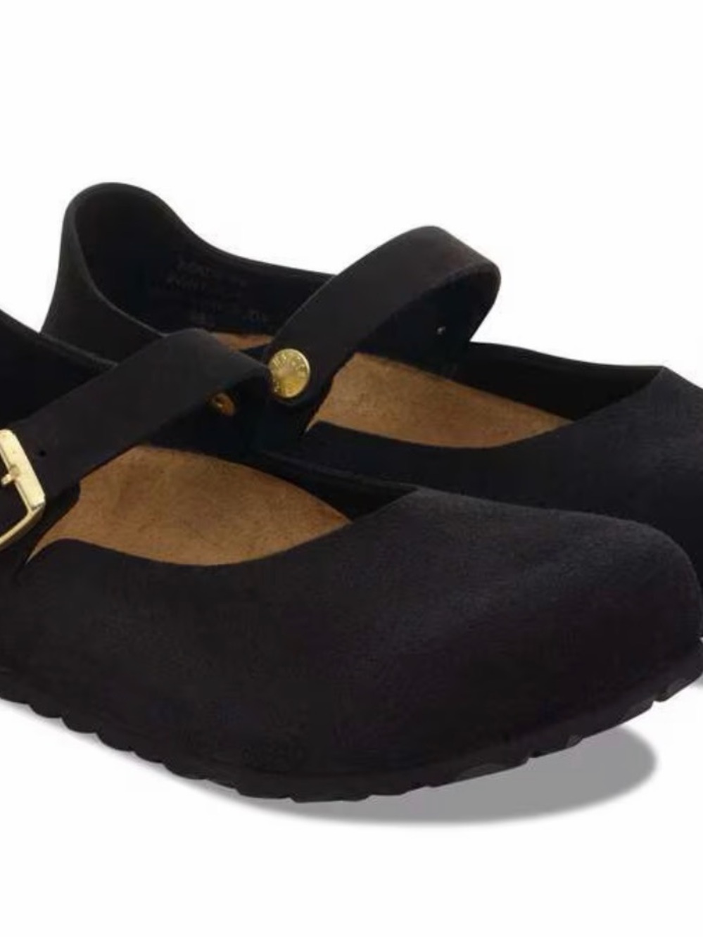 Birkenstock Black Mary Jane Flats with Gold Accents